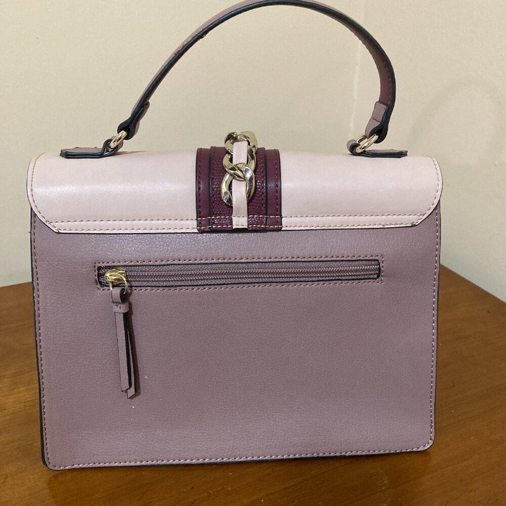 Apt 9 Handbag Purse Satchel Burgundy Pink Beige - Picture 5 of 9